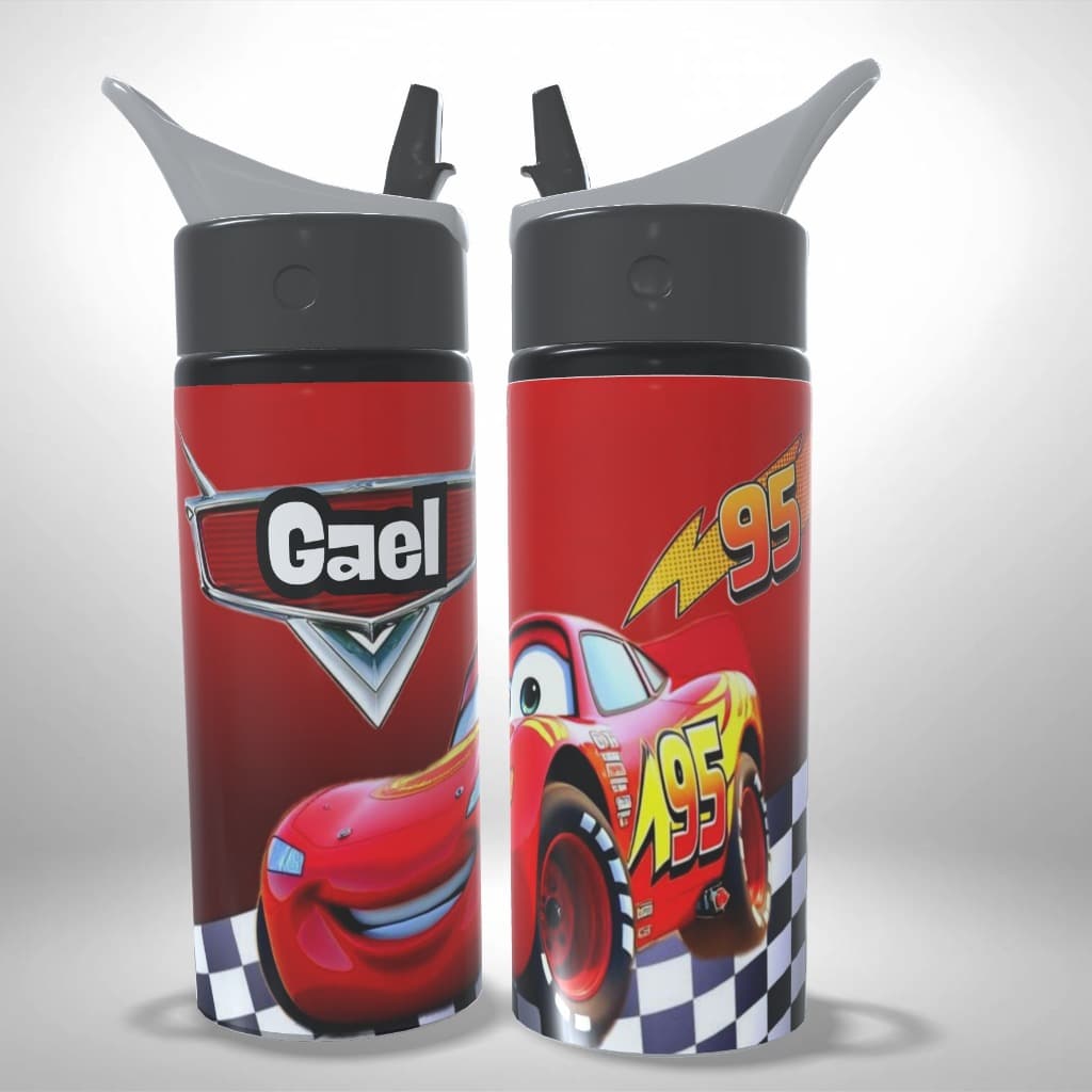 Garrafa Squeeze Carros Relâmpago McQueen Com Nome Infantil Escolar Presente