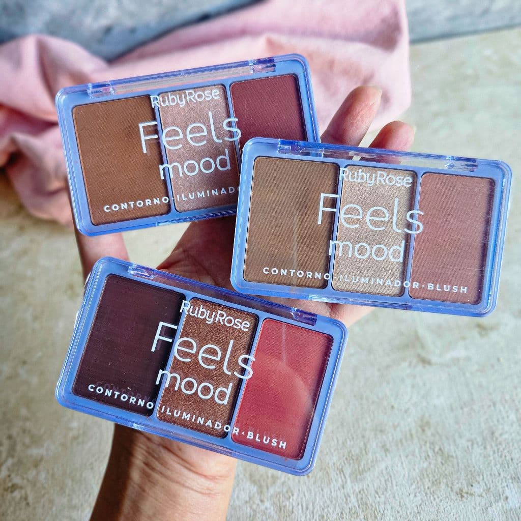 Paleta Feels Mood Ruby Rose – Trio Contorno, Iluminador e Blush | Make Completa