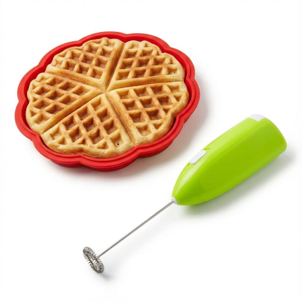 Mini Mixer Elétrico Inox Misturador Batedor Elétrico + Forma Waffle Silicone
