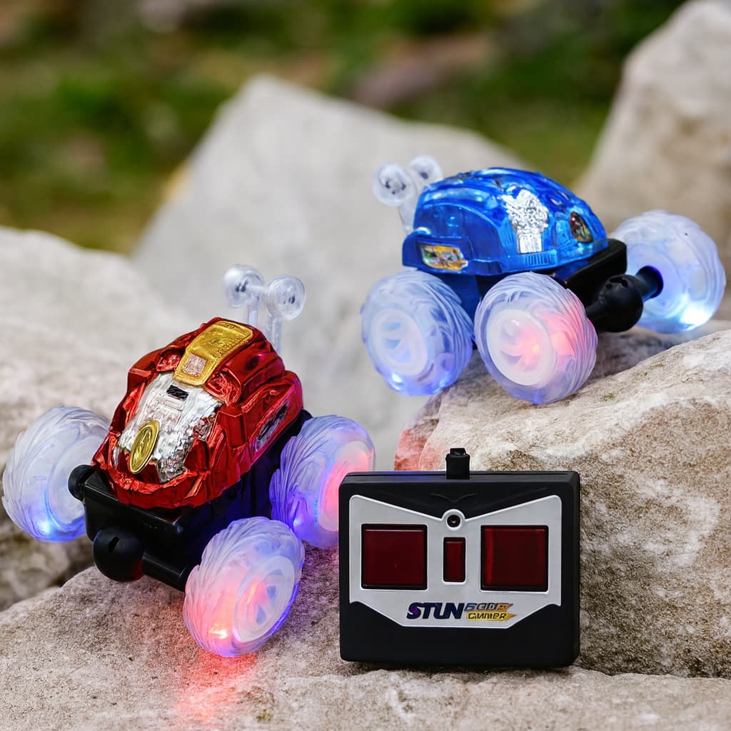 Carro Controle Remoto Maluco Gira 360º C/ Luz Led Brinquedo Carrinho de Controle Remoto