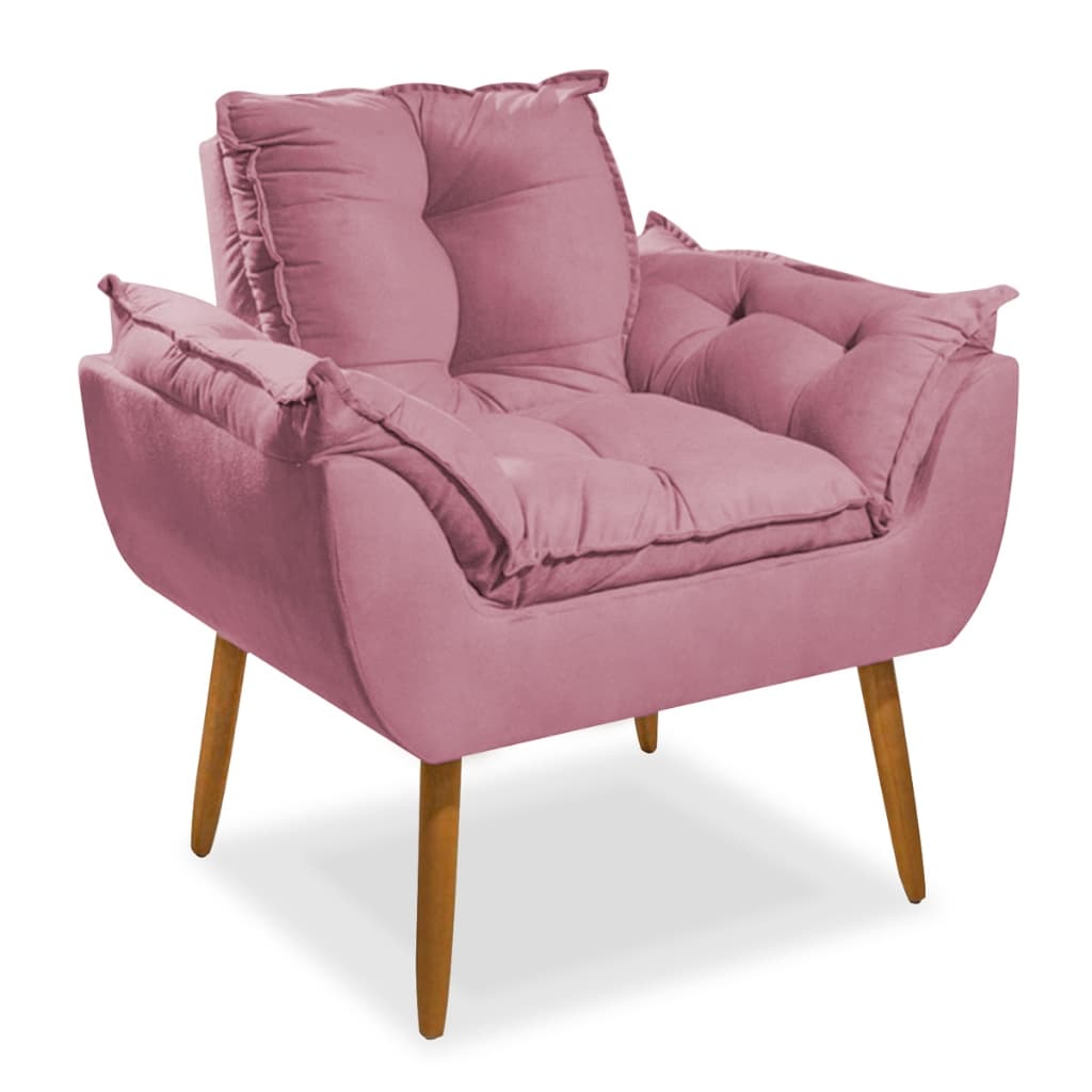 Poltrona para Manicure Salão de Beleza Penteadeira de Quarto Decoração Opala Pé de Madeira