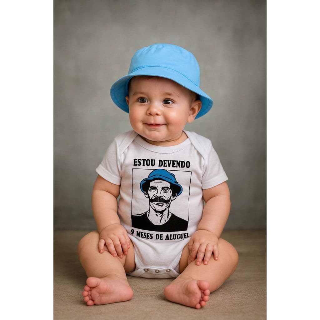 Body Seu Madruga Chaves Body + Chapéu Seu Madruga Body Turma do Chaves Fantasia Seu Madruga Bebe Menino Body Engraçado