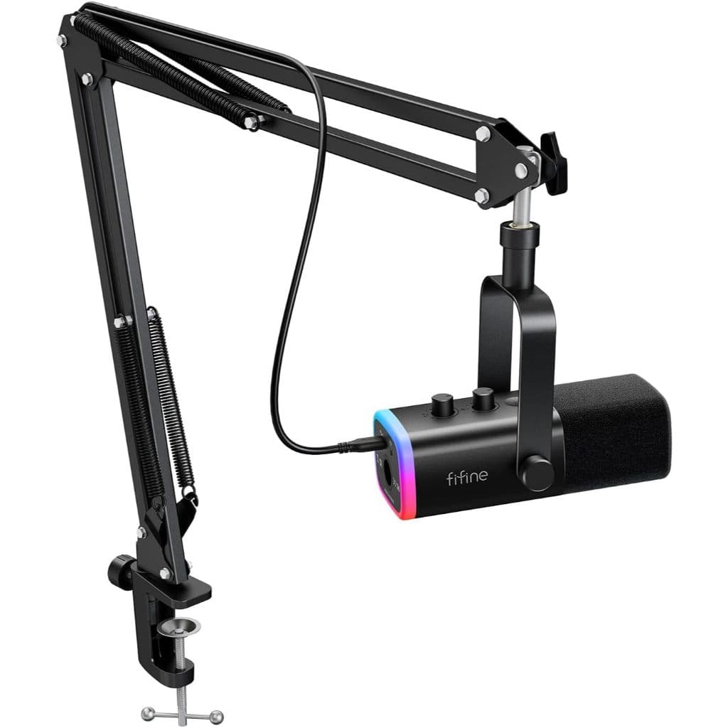 FIFINE conjunto de microfone para jogos XLR/USB, mic dinâmico para PC para podcasting, AM8T