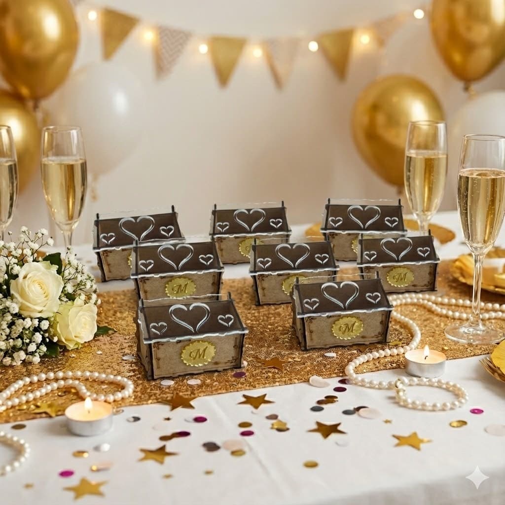 kit Caixa com Brasão personalizável para lembrancinhas de festa de 15 anos, casamento, aniversário