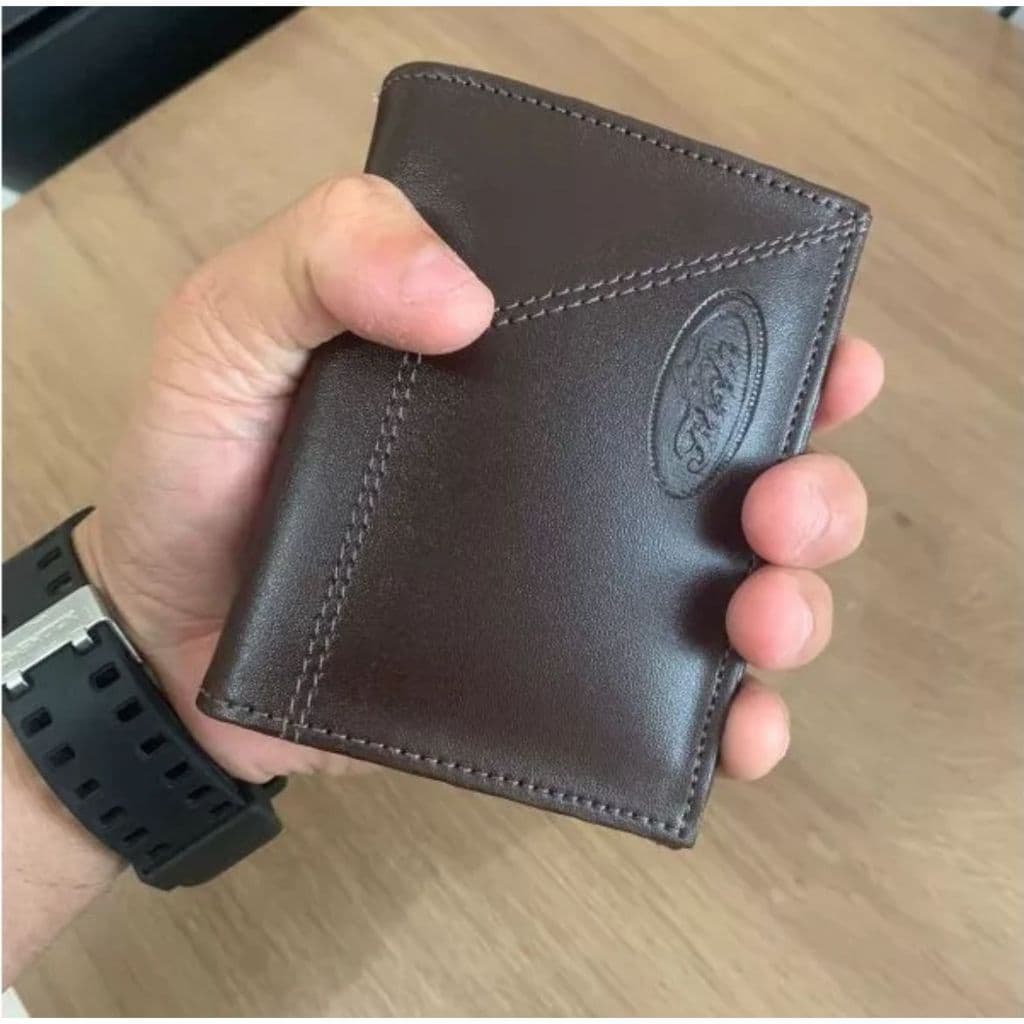 Carteira Masculina Couro Sintético Compacta Cartões CNH Cédulas