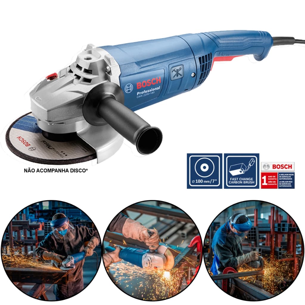 Esmerilhadeira Angular 7pol 2200w Gws 2200-180 Vulcano Bosch