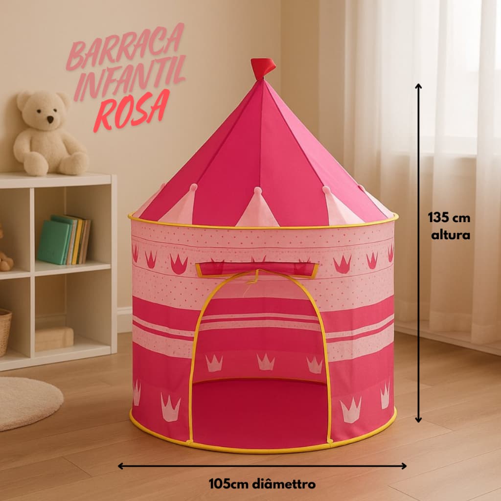 Barraca tenda infantil desmontavel na cor rosa ou azul, presente para menino ou menina, brinquedo diversão