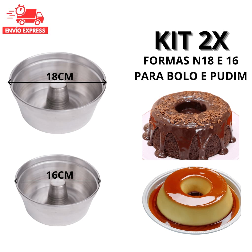 Kit com 2 Formas Redondas com Furo – 16cm e 18cm