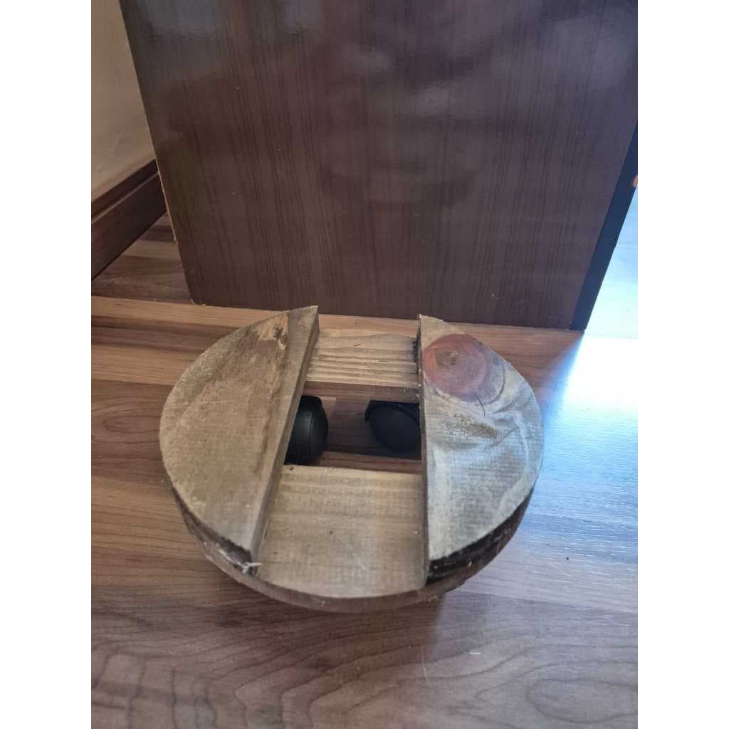 Suporte Vaso De Planta Carrinho 20cm Madeira Redondo Rodinha