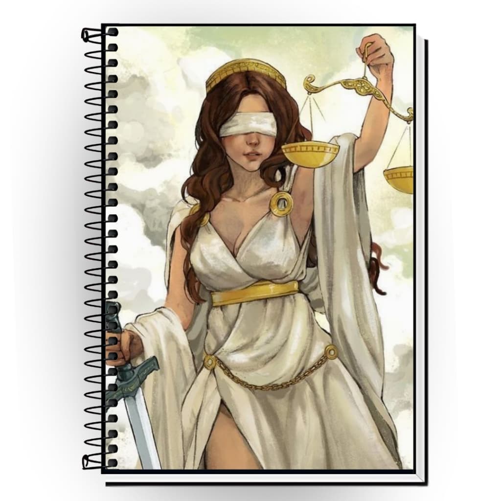 Caderno Personalizado Direito | Capa Dura Plastificada | 1 a 20 Matérias | Acadêmico e Universitário | Estampa Jurídica