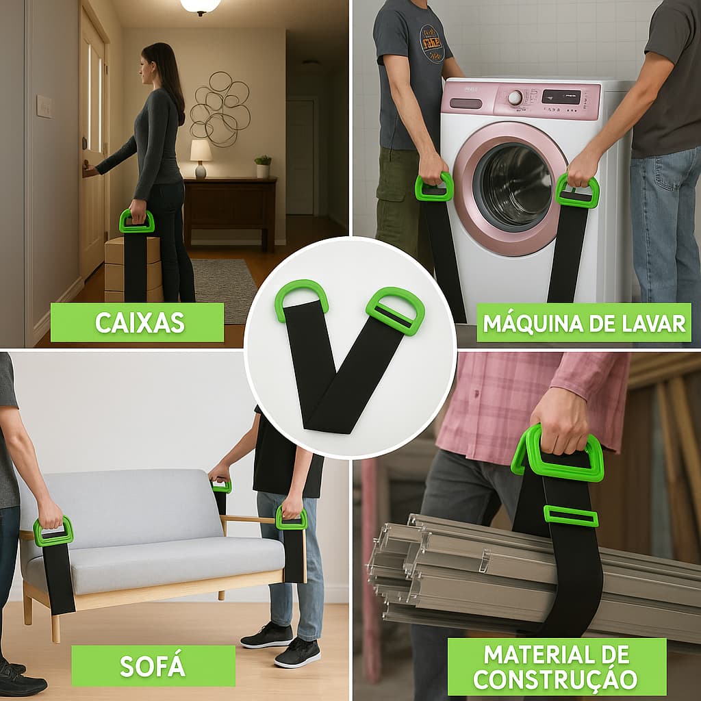 Cinta Para Levantar Cargas 120kg Ideal para Mudanças Transporte de Caixas Móveis Eletrodomésticos