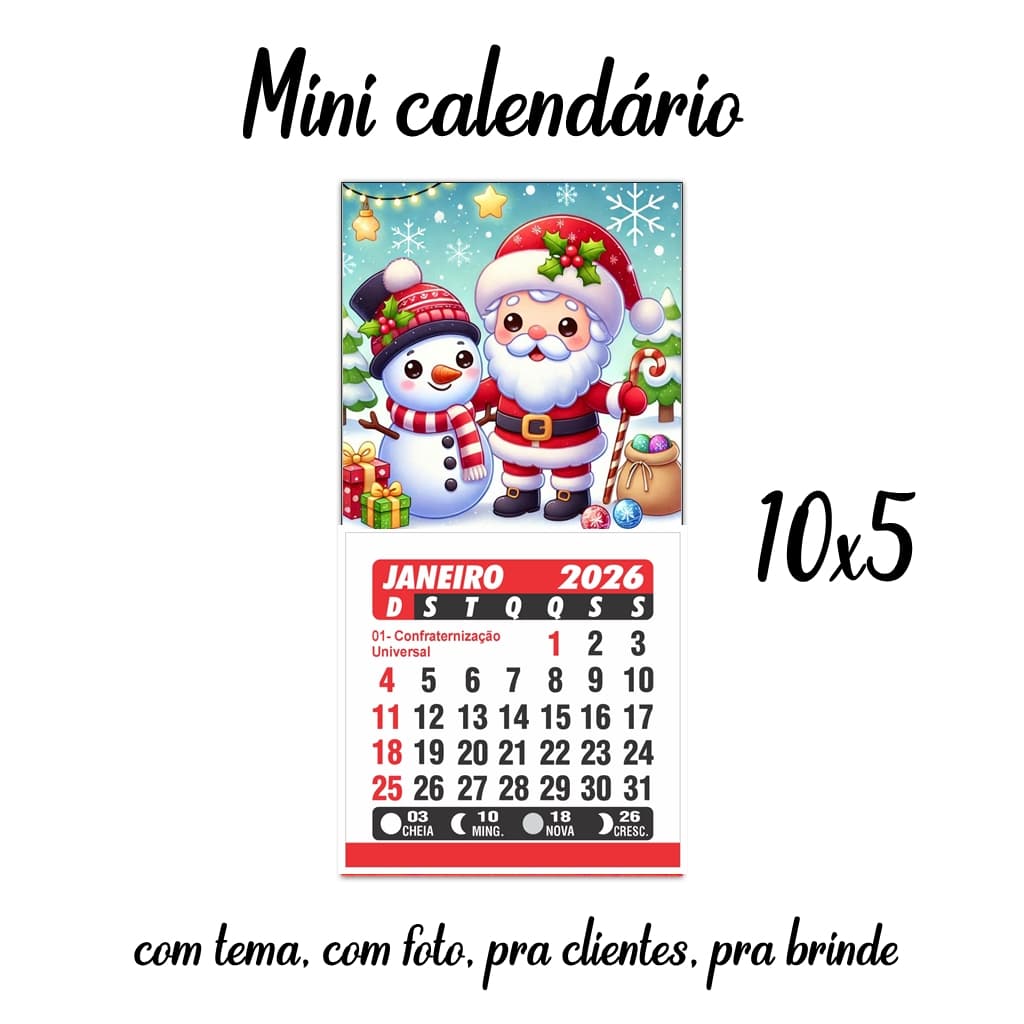 Mini calendário pra brindes 10 unidades