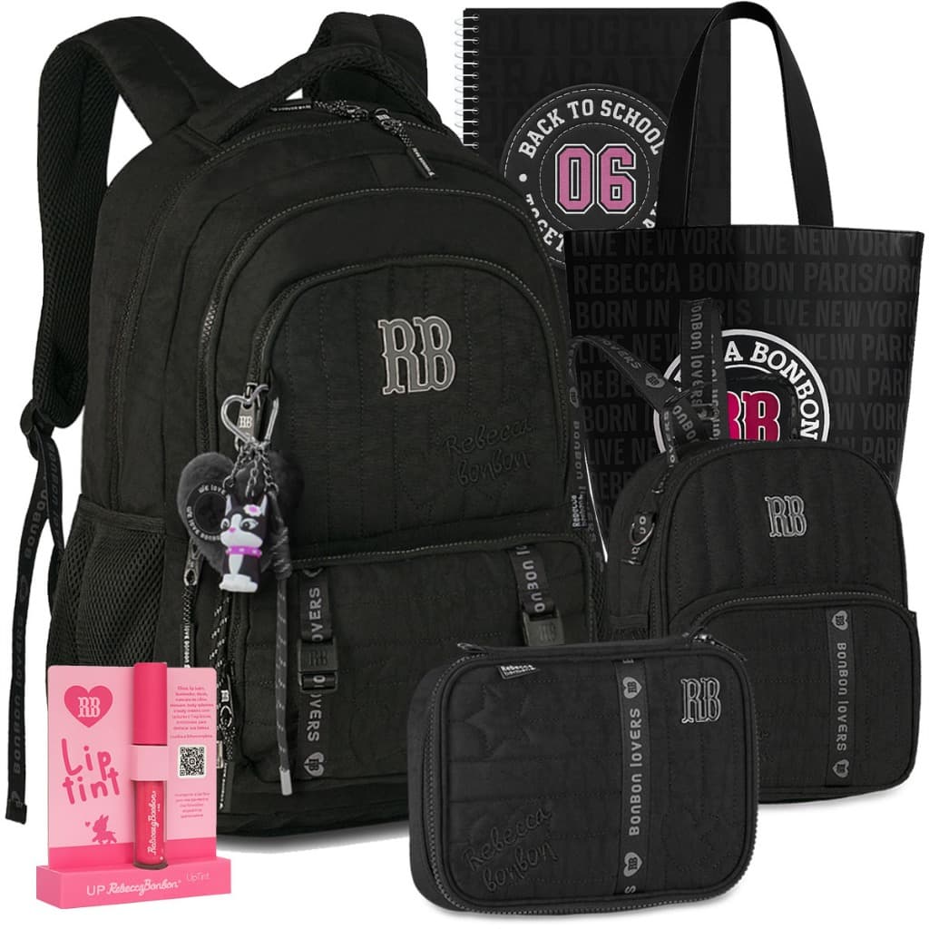Kit Mochila RB Rebecca Bonbon Soft Lançamento Escolar Lancheira Estojo 2026 com Brinde