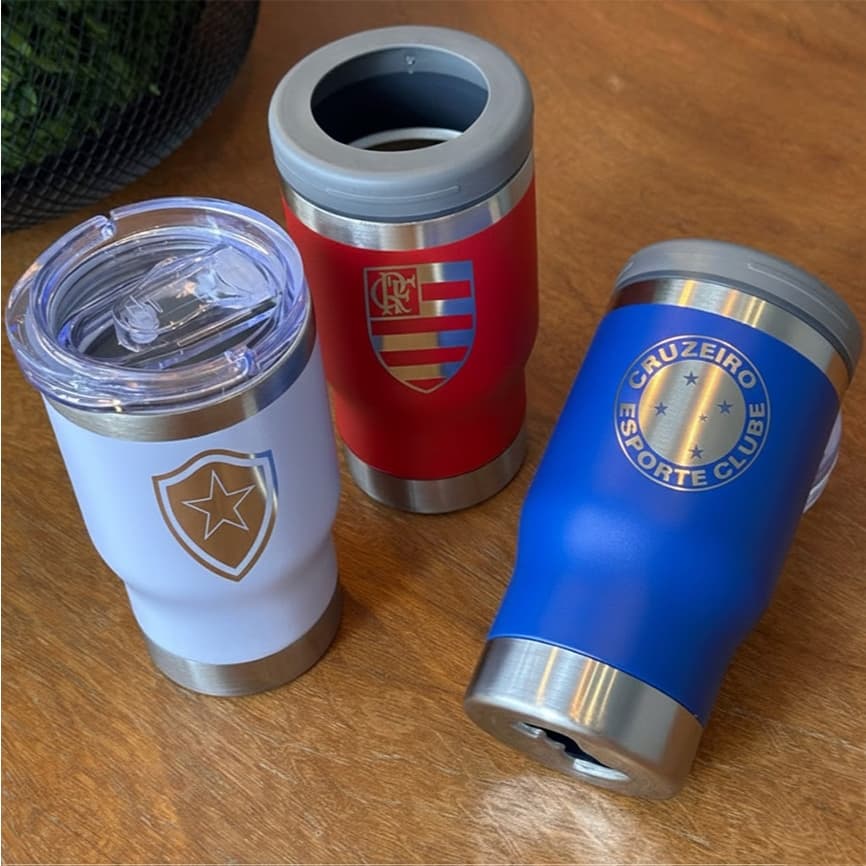 Copo Térmico Porta lata e Long Neck Personalizada 420 ML 5 X 1 com 2 tampas