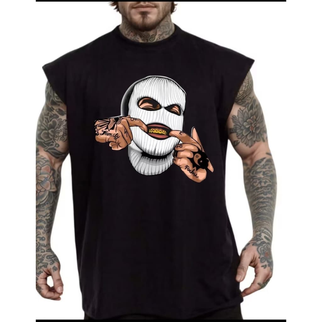 Camiseta regata machao oversized masculino Smile 100% Algodao Penteado treino  Longline Bala Clava