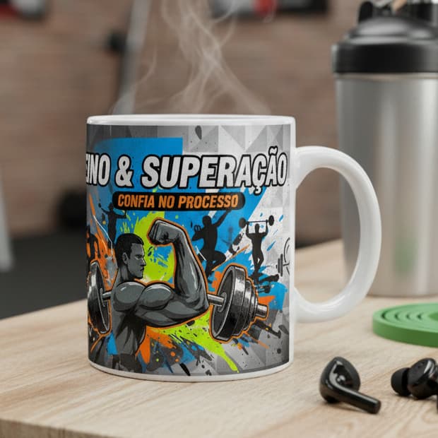 Caneca Xícara de Café Treino Academia Presente Professor de Academia Treino Musculação