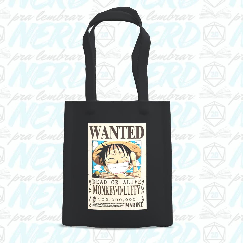 Eco Bag Preta em Brim Acetinado – One Piece | Nerd Pra Lembrar