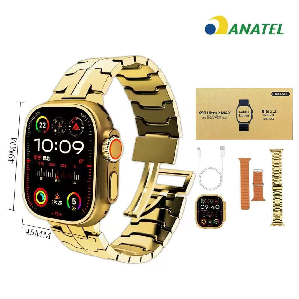 Relógio Smartwatch X10 Ultra 3 Max X90 Ultra 2 Max Ios E Android Ouro 2025