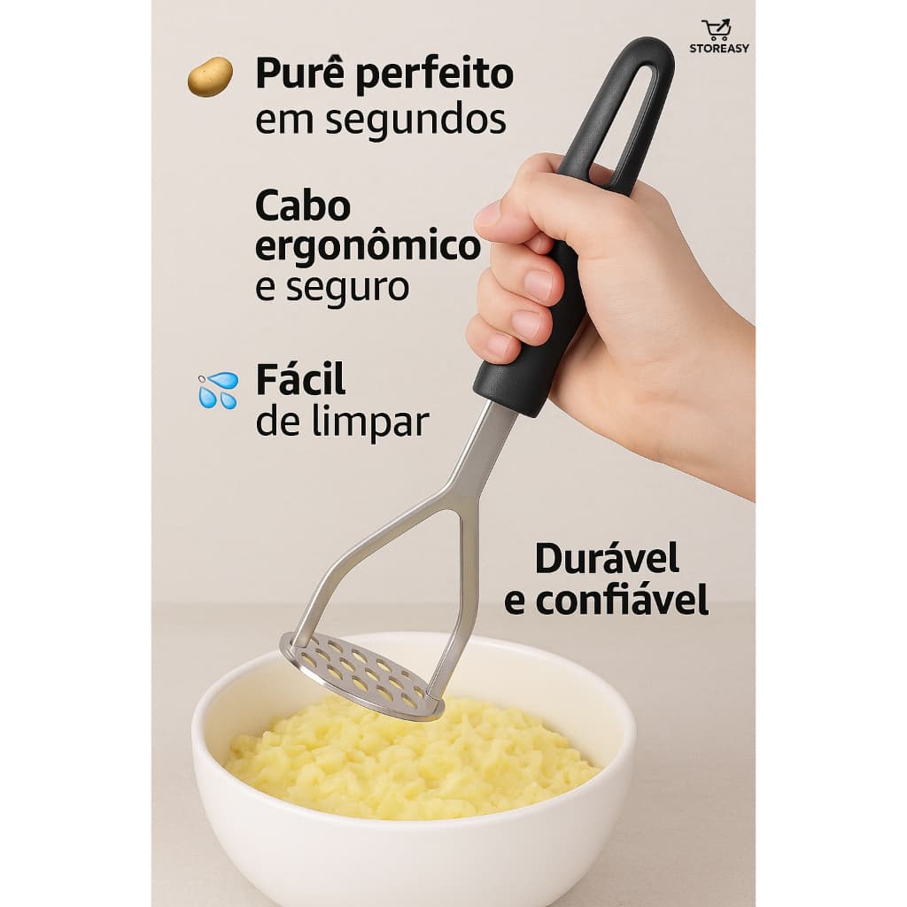 Amassador de Batatas Espremedor Manual Legumes Multiuso Aço Inox Com Cabo Cozinha Multiuso COR SORTIDA!!