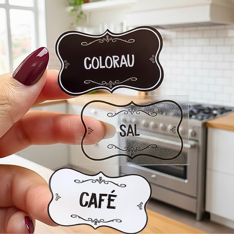 50 Adesivos Para Organizadores Temperos Mantimentos Vinil Resistente A Prova D'água Etiquetas 5x3cm