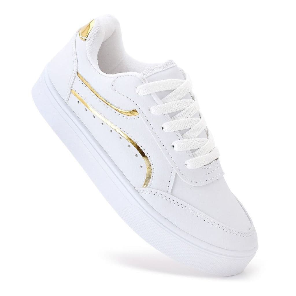 Tenis Feminino Casual Branco Retrô Clássico Linha Premium Force Leve e Macio Alta Tedencia Promoção