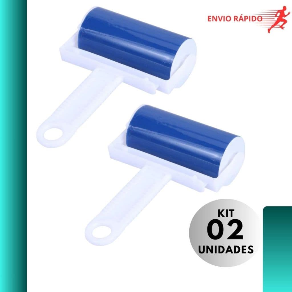 Kit 2 Rolo Tira Pelos Fiapos Poeira Lavável Reutilizável Removedor de Cabelo Multiuso