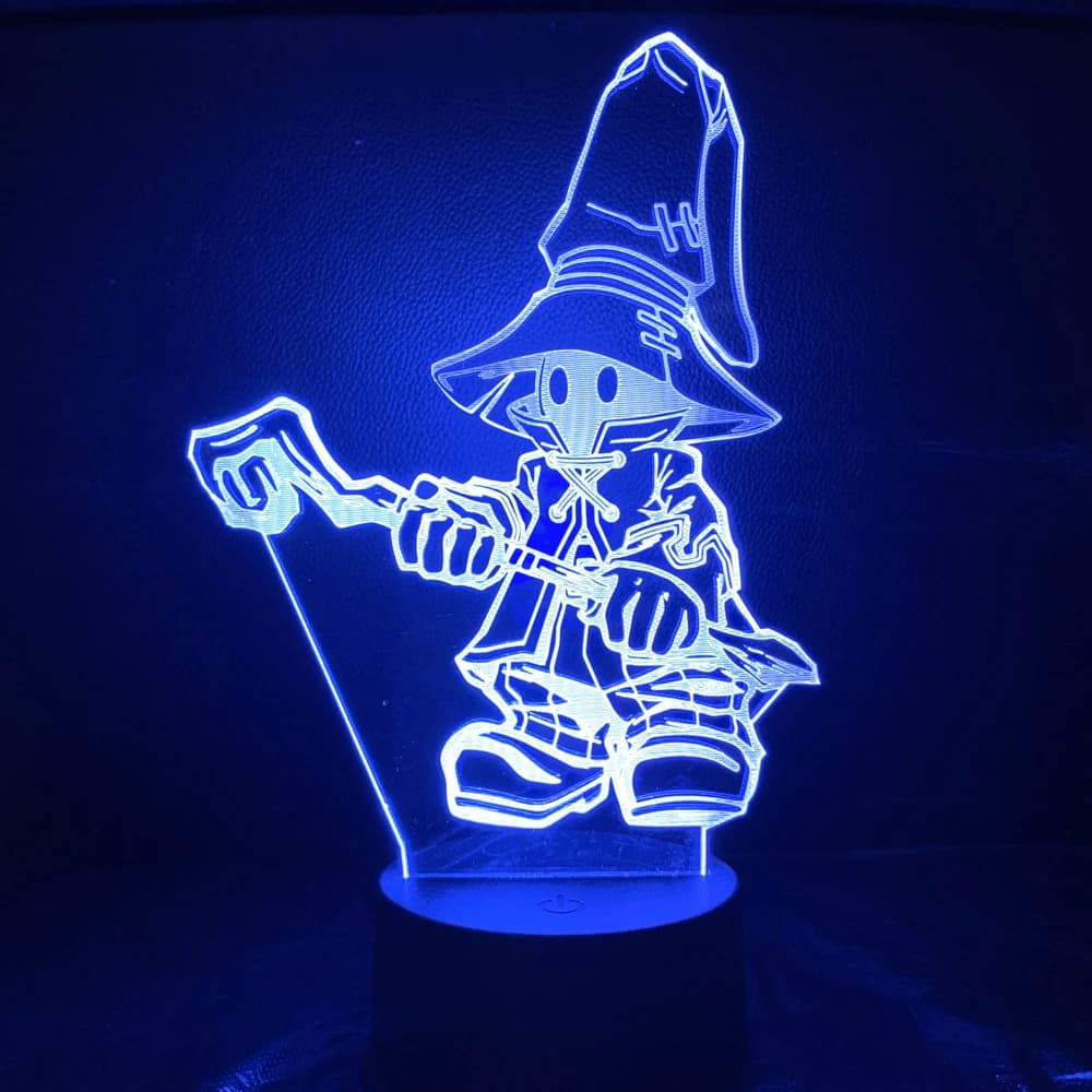 Luminária Vivi Final Fantasy LED Decoração Nerd Abajur Anime Geek 3D USB