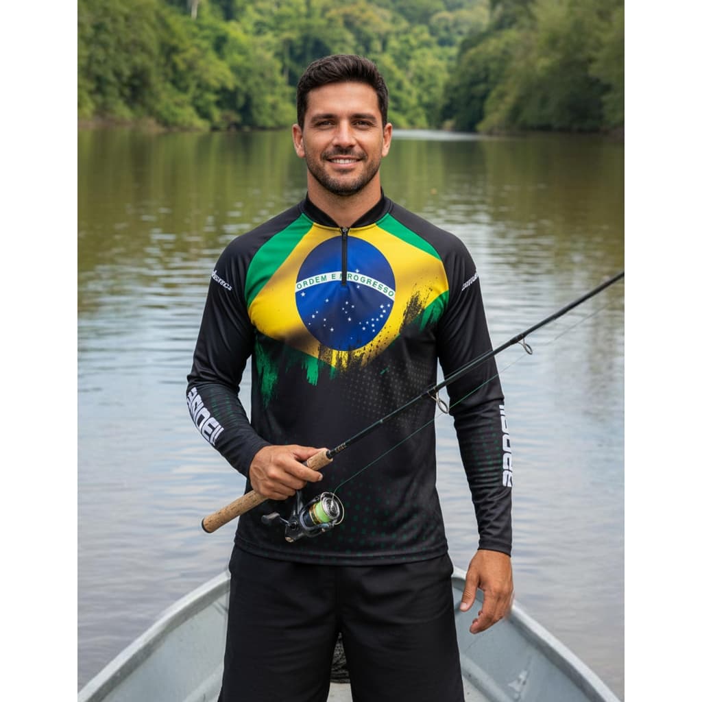 Camisa Camiseta Pesca Tecido Térmico Fresco Proteção Uv50+ Pescaria Esportiva