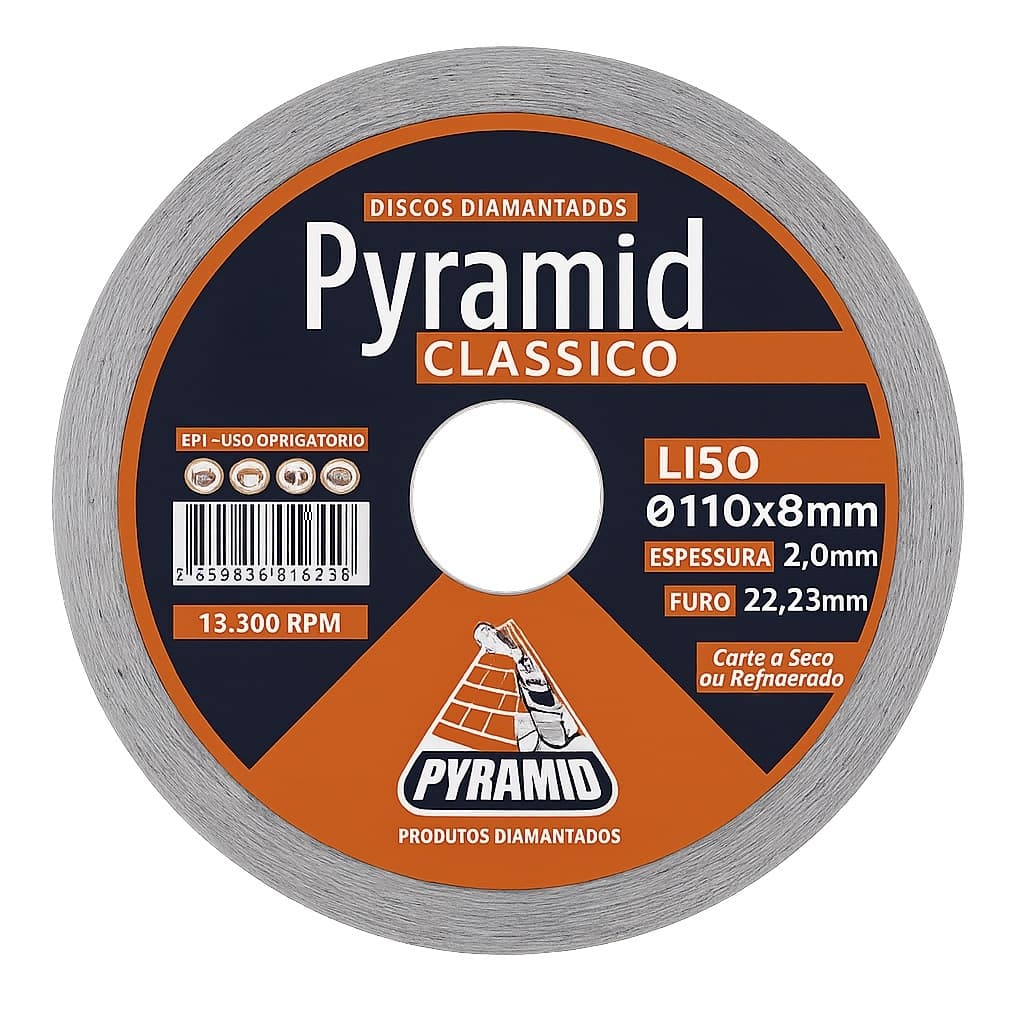 Disco Diamantado Liso Pyramid Classico 110mm F22mm Corte Fino Para Mármore Granito Porcelanato