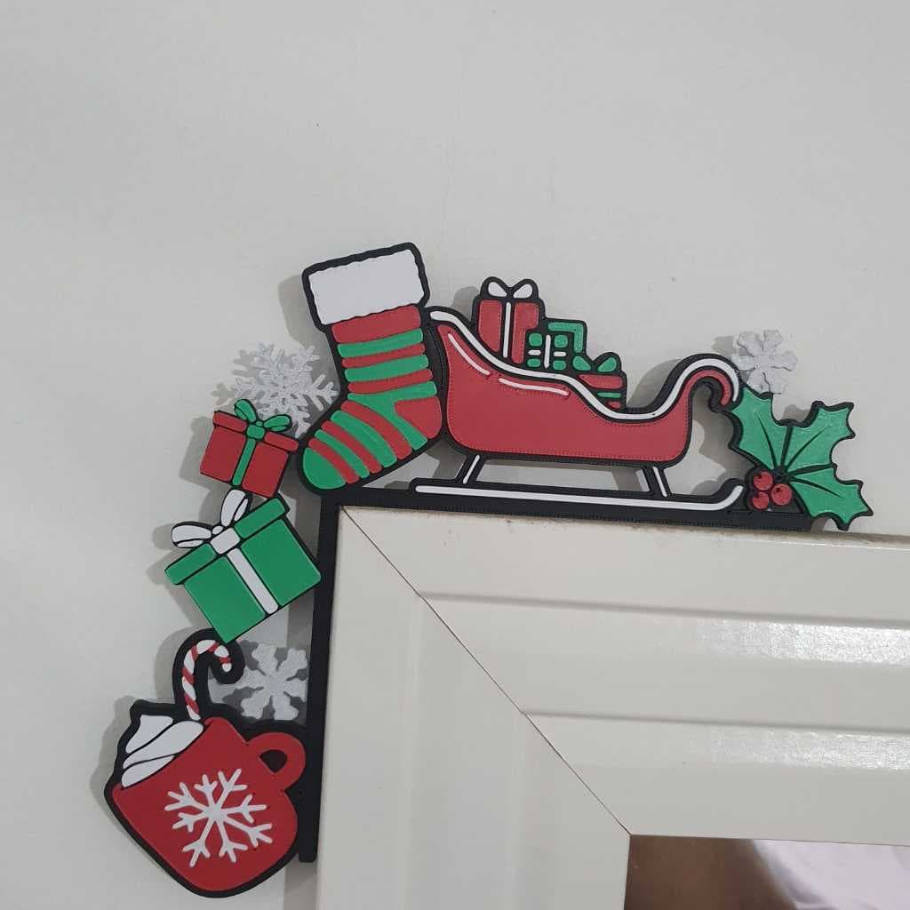 Enfeite de Natal Criativo Canto de porta Decorativo 3D