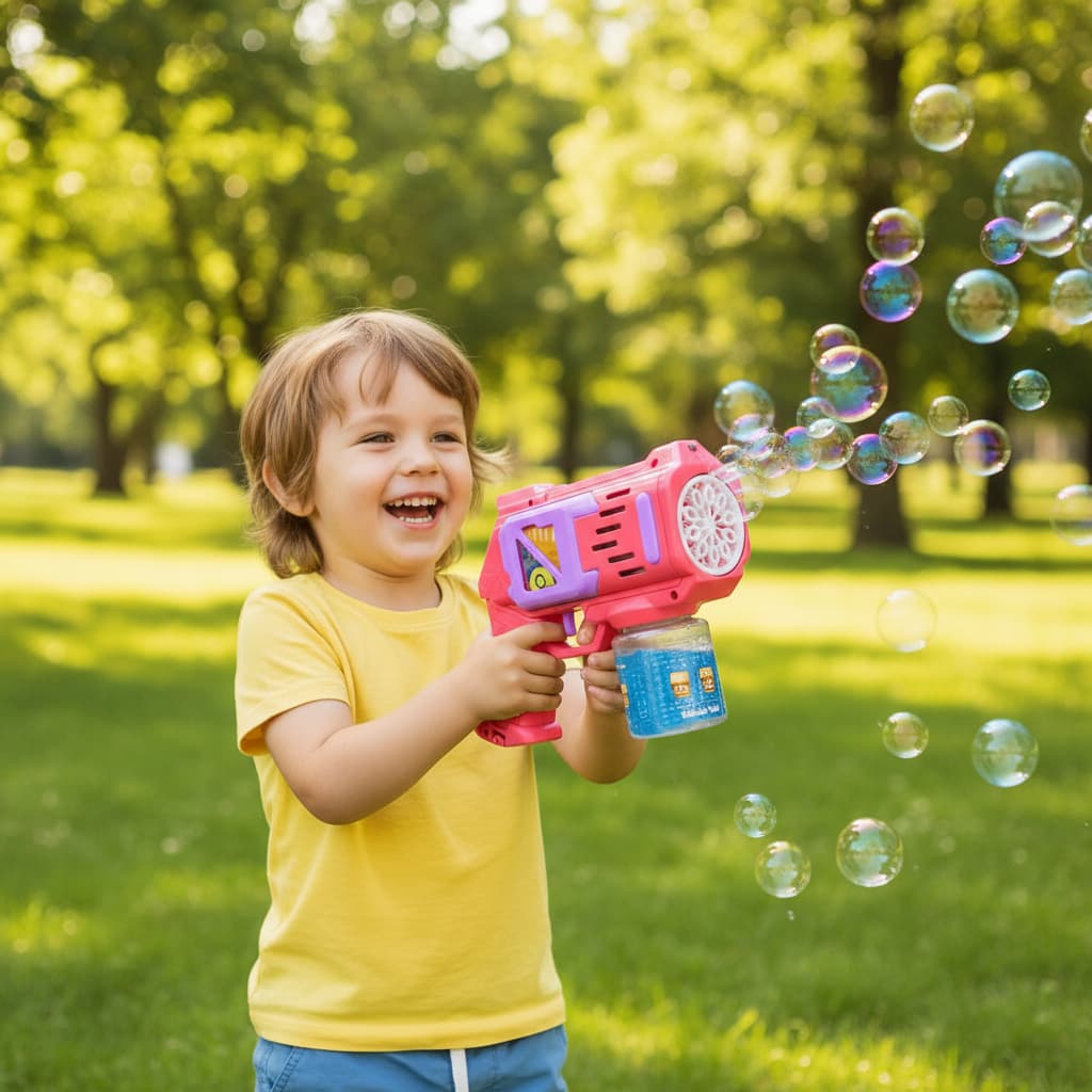 Bubble Gun – Pistola de Bolhas Automática de Sabão Especial para Todas as Idades