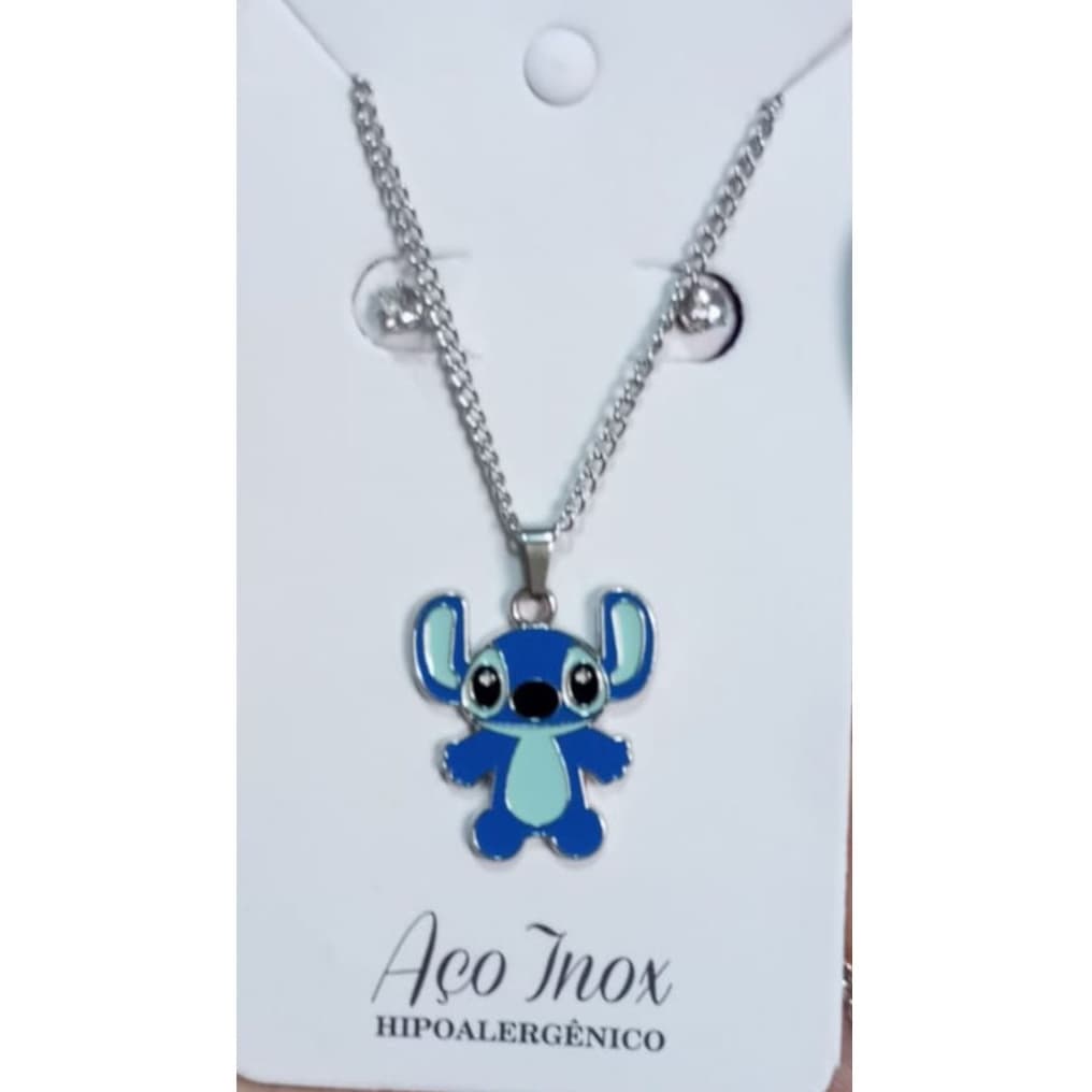 Kit de colar do Stitch e brinco de aço inox - Colar do Stitch e brinco de zircônia