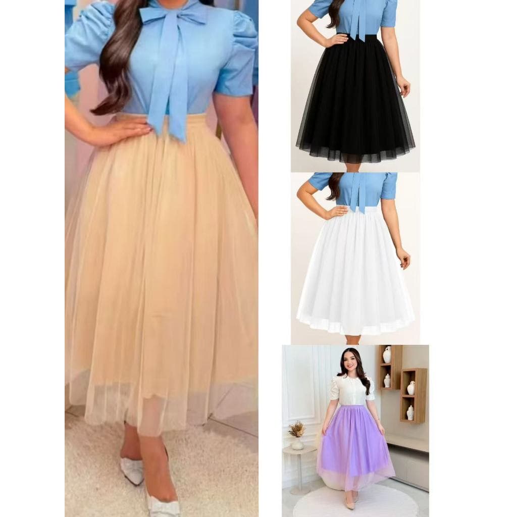 Saia Tule Lisa longa Evangélica Elegante Moda