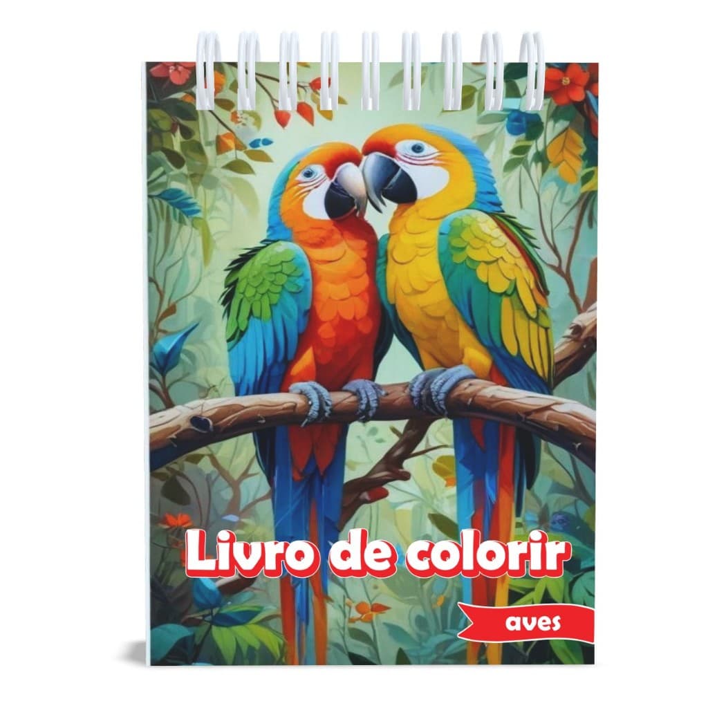 Livro de Colorir  Aves  - Capa Dura ou folhas soltas tamanho A5 gramatura 120g 50 desenhos - adulto - Coloring book