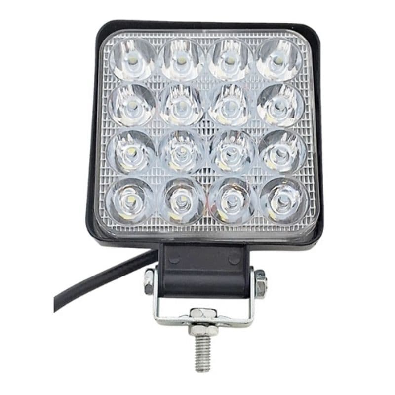 Farol Auxiliar 16 Leds 42 Watts Mini Quadrado 20mm Com Flash Branco