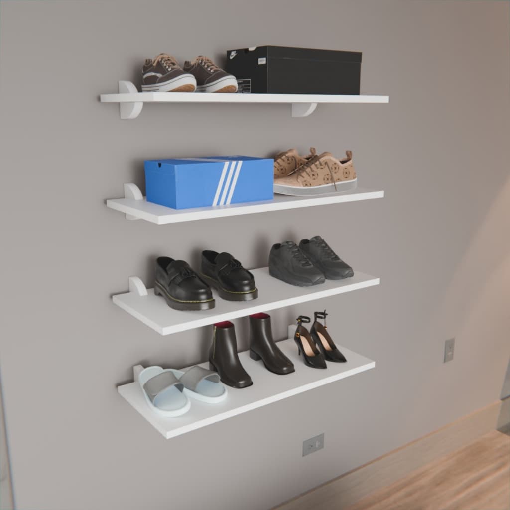 Kit 4 Prateleiras 90x30cm com Suporte AGUIA para Sapatos | Organizador de Calçados