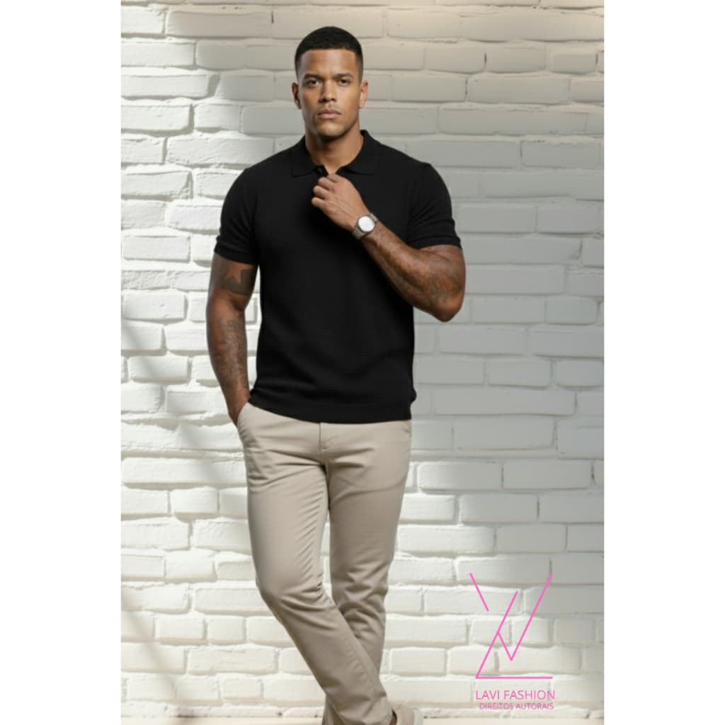 Camisa Polo Masculina em Tricô Premium — Elegante, Confortável, Estilo Casual Chic