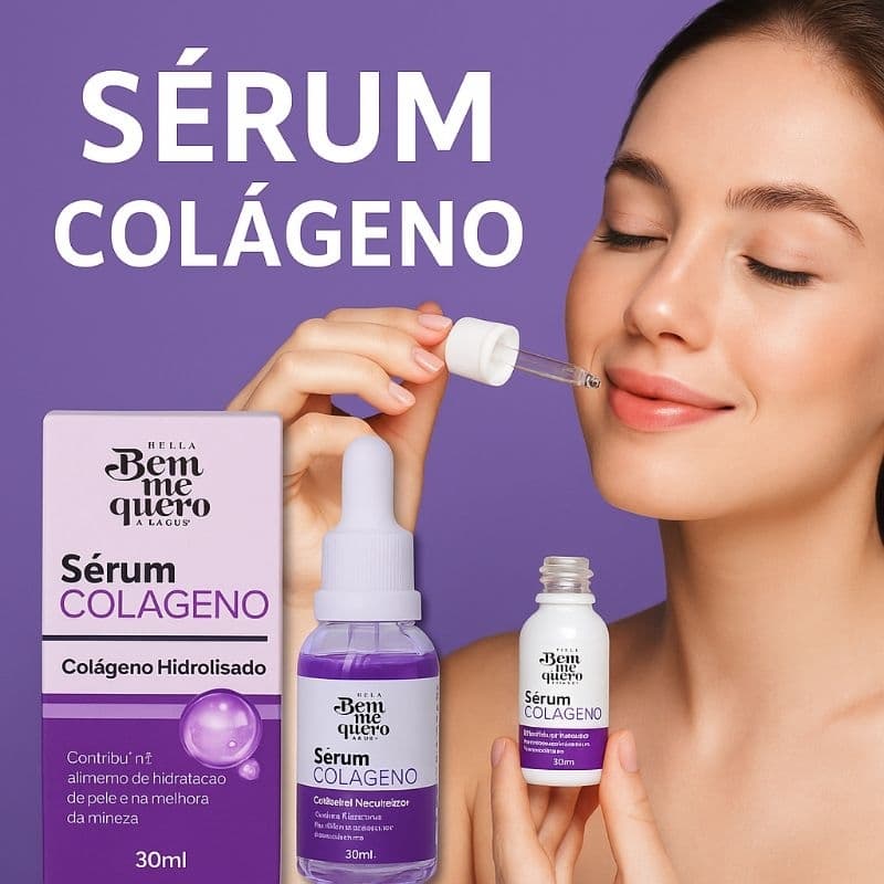 Sérum Facial Profissional 30ml Colágeno Vit C Ácido Hialurônico Hidratação Antioleosidade
