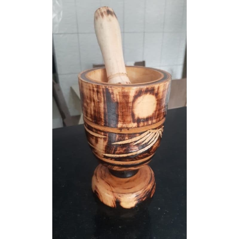 Socador de Alho ou Pilão De Madeira artesanal grande 12ctm Socador de alho picado triturador preço baixo