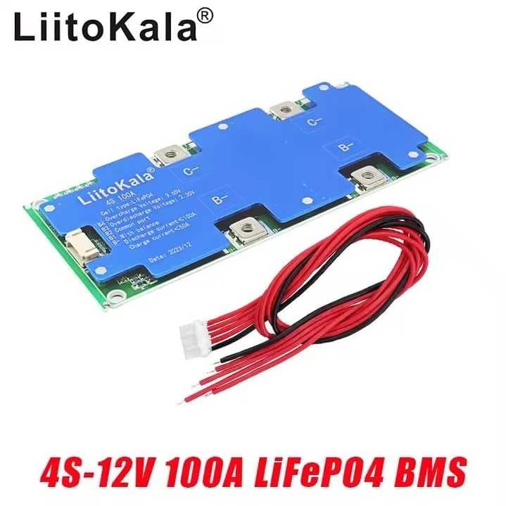 BMS LiitoKala 4S 12V 100A  LiFePo4 Placa circuito proteção de bateria ferro lítio balanceado