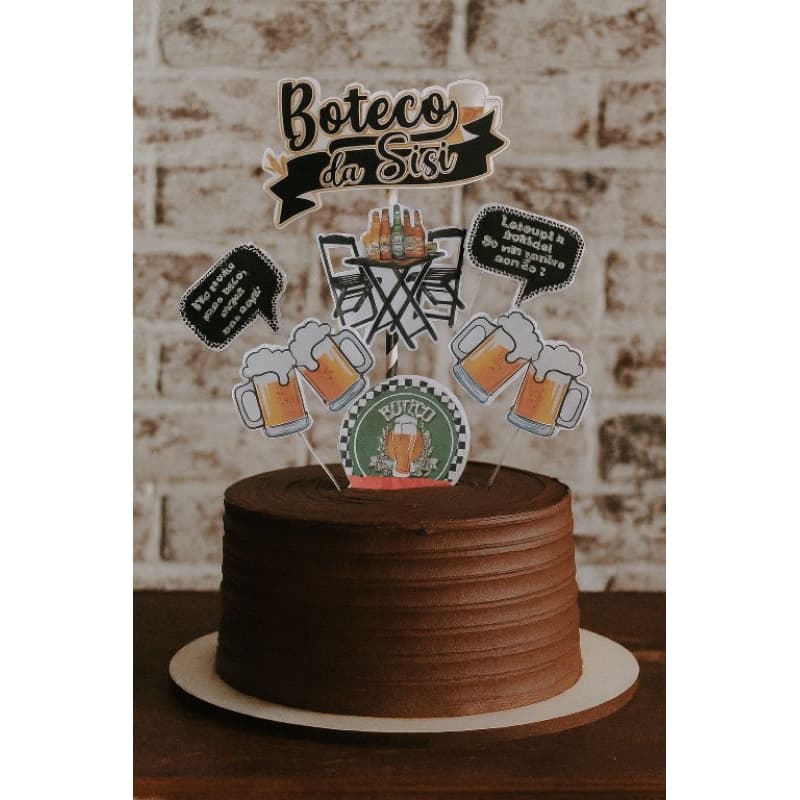 Topo de bolo boteco - Topo de bolo cerveja - Aniversário