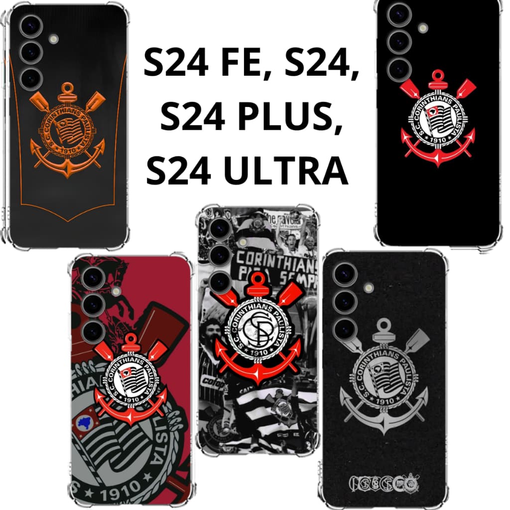 S24 FE, S24, S24 PLUS, S24 ULTRA Capa Inspirada no Timão Capinha Case TPU Time Corinthians Samsung