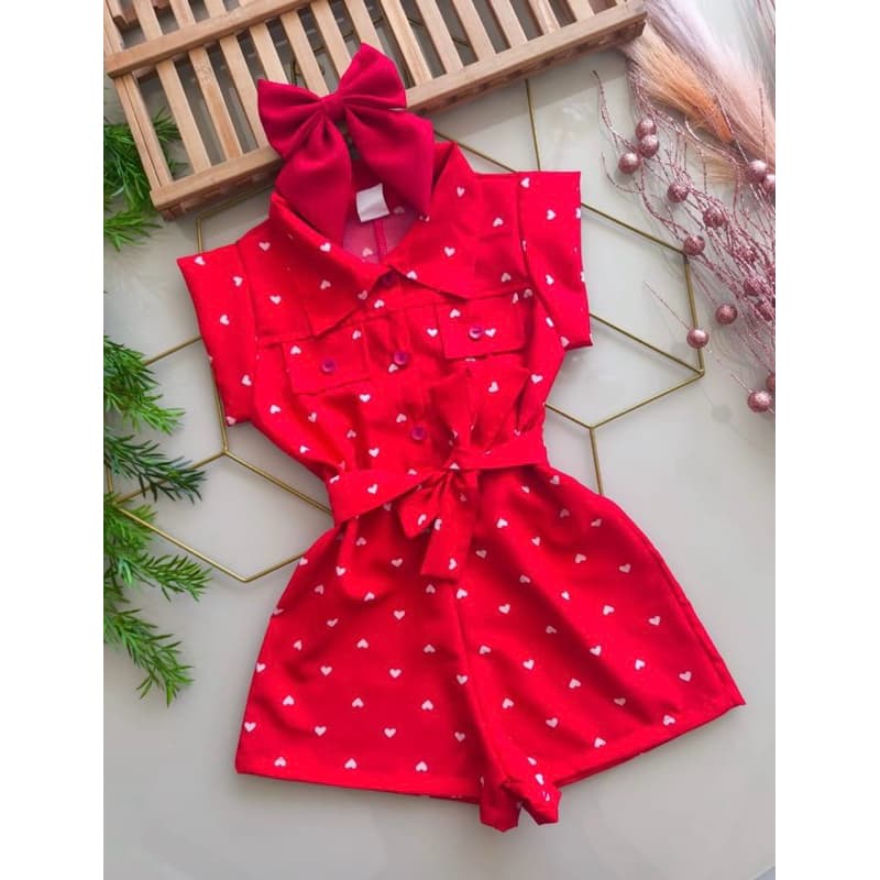 Celebre com Estilo: Macaquinho Vermelho Coração para o Natal.