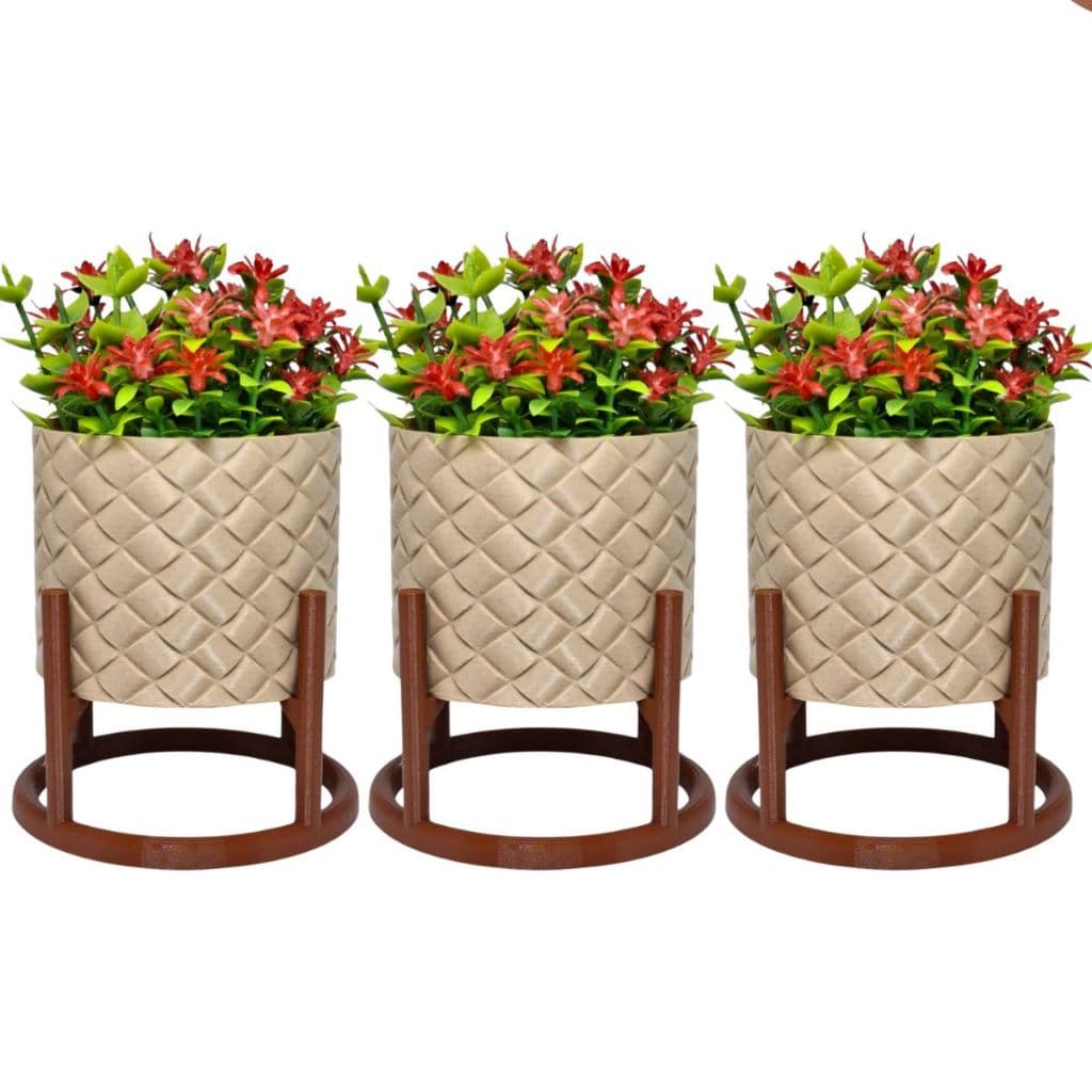 Kit 3 Vasos Espiral Cachepô Decorativos para Plantas Artificiais Natal Especial para Sala e Rack