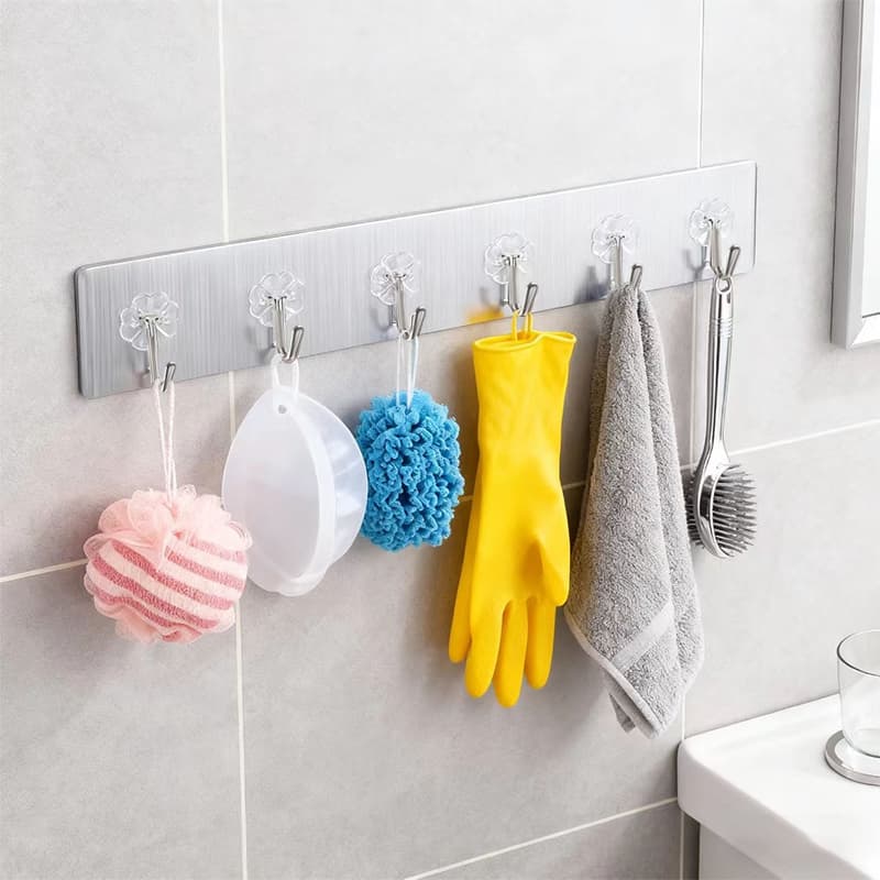 Kit C/6  Ganchos De Parede Autocolantes Multifuncionais Casa Cozinha Quarto Banheiro Organizador