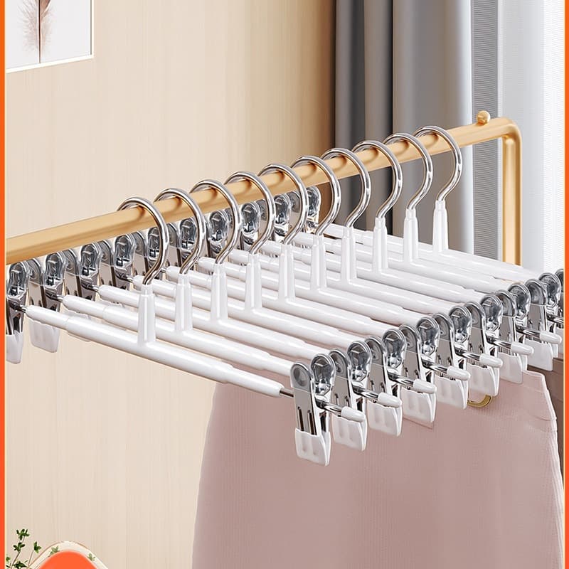 10-30pcs Conjunto de cabide de clipe de Metal cromado de alta qualidade, adequado para saias, calças, bermudas e vestido