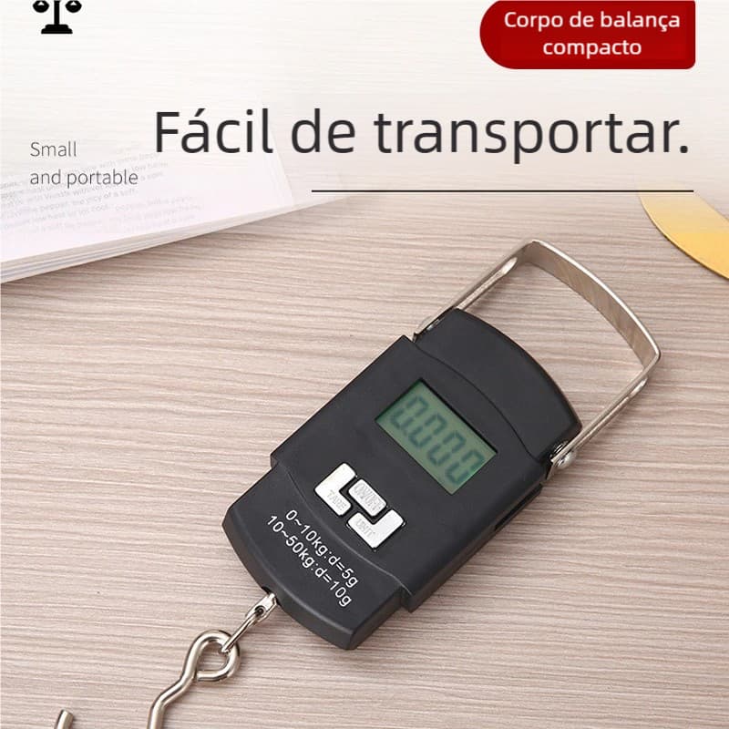 50kg Balança Digital de Mão Gancho – Portátil para Mala e Bagagem