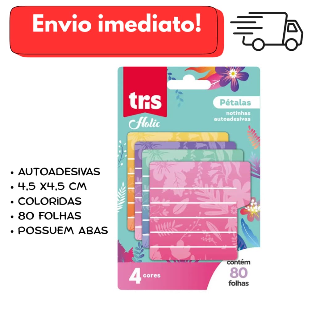 Notas Autoadesivas Pétala Holic Garden – Cartela c/80 Folhas – Tris