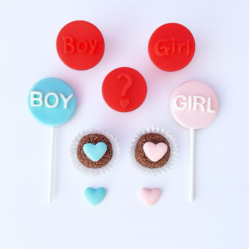 Kit Carimbo para Doces Tema Chá Revelação 3 Modelos Diversos