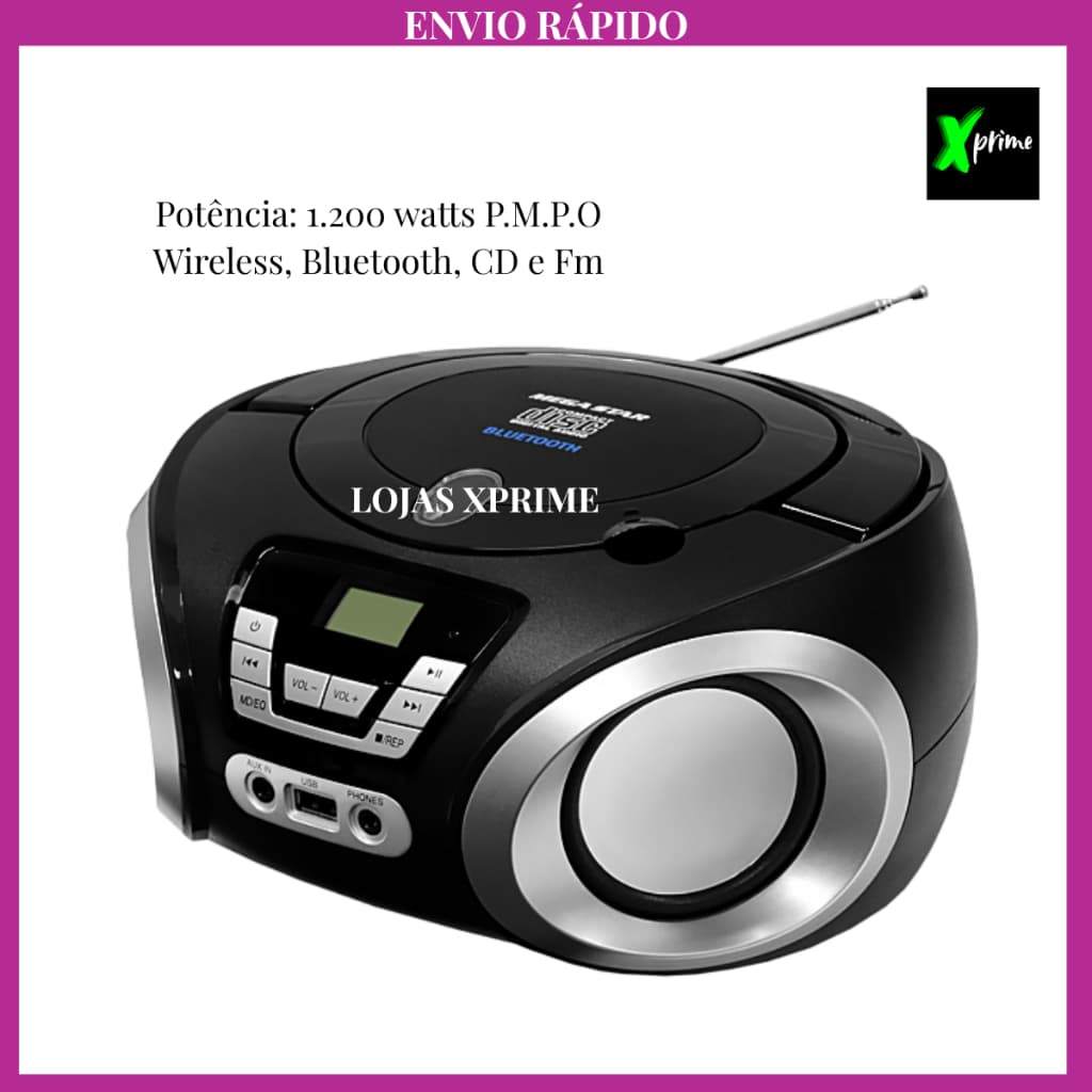 Radio Toca CD Micro System Megastar 1200 Bluetooth Radio Bivolt